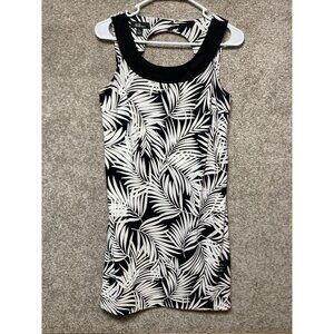 Black & White Palm Leaf Sleeveless Sheath Dress By AGB Womens Size 6